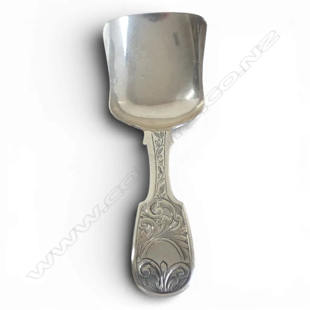 VICTORIAN STG SILVER TEA CADDY SPOON, GEORGE UNITE, BIRMINGHAM 1850, 9gms Image 1++