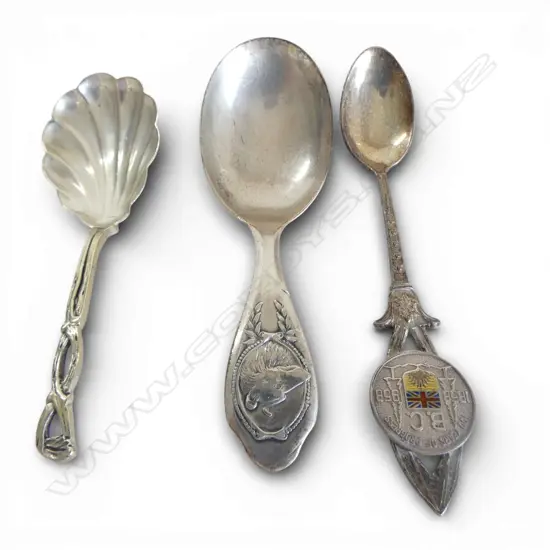 3 STERLING STAMPED SPOONS Incl. B.C. COM. 100 YEARS OF PROGRESS  SPOON 29gms
