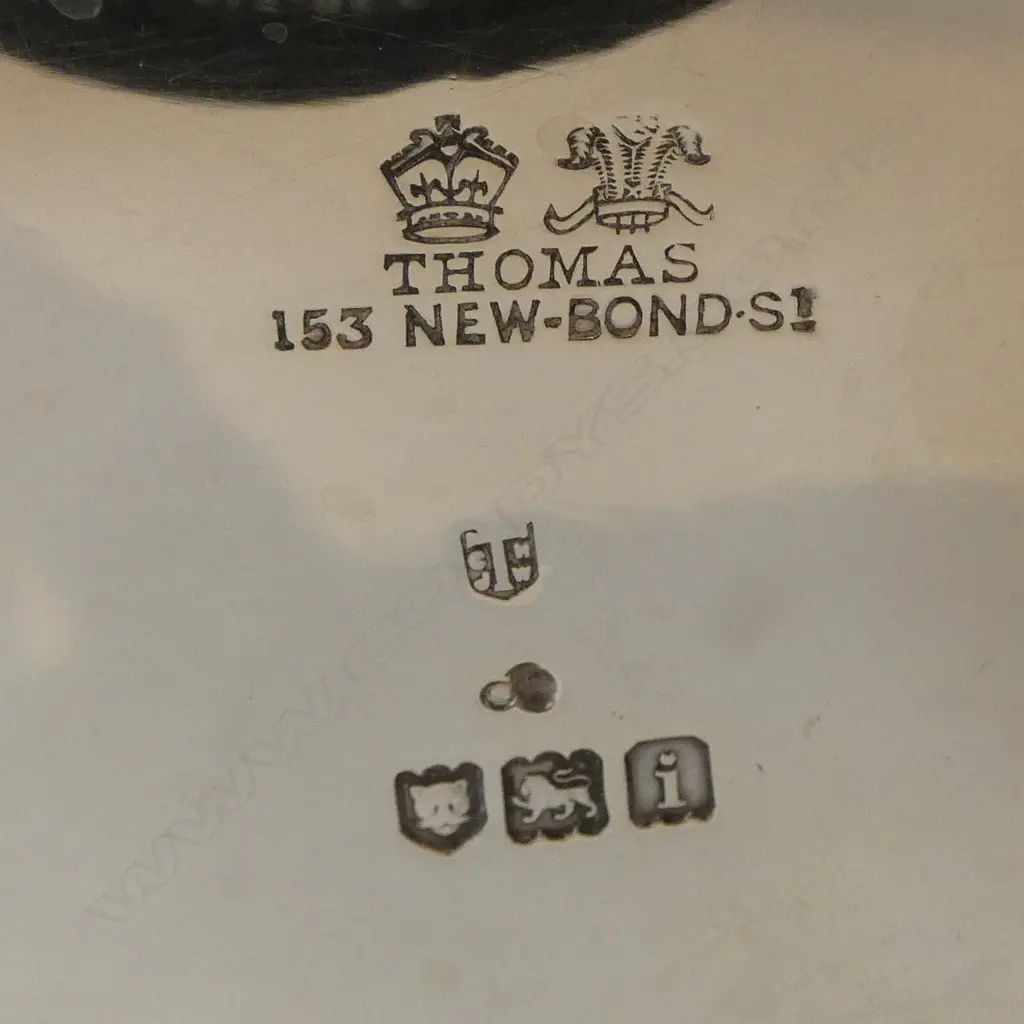 STG SILVER BOWL, THOMAS 153 NEW BONDS ST LONDON 1904, turned wood handle, 293gms Image 1++