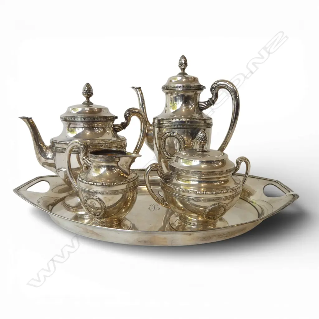 QUALITY 5 PCE M.T. WETZLAR GERMAN (MUNICH) .800 SILVER TEA & COFFEE SET ON TRAY, OVER 2.5KG weights in description... Image 1++