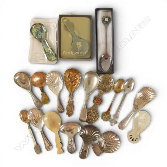 COLLECTION OF ASST. 20thC TEA CADDY SOUVENIR SPOONS Incl. New Zealand
