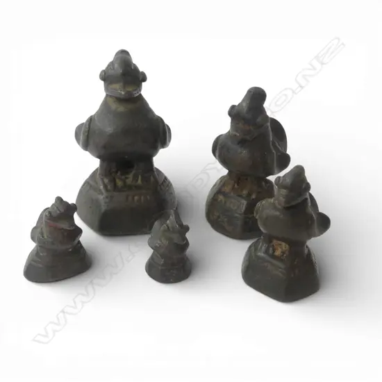 SET 5 BRONZE BURMESE OPIUM WEIGHTS TALLEST 70mm