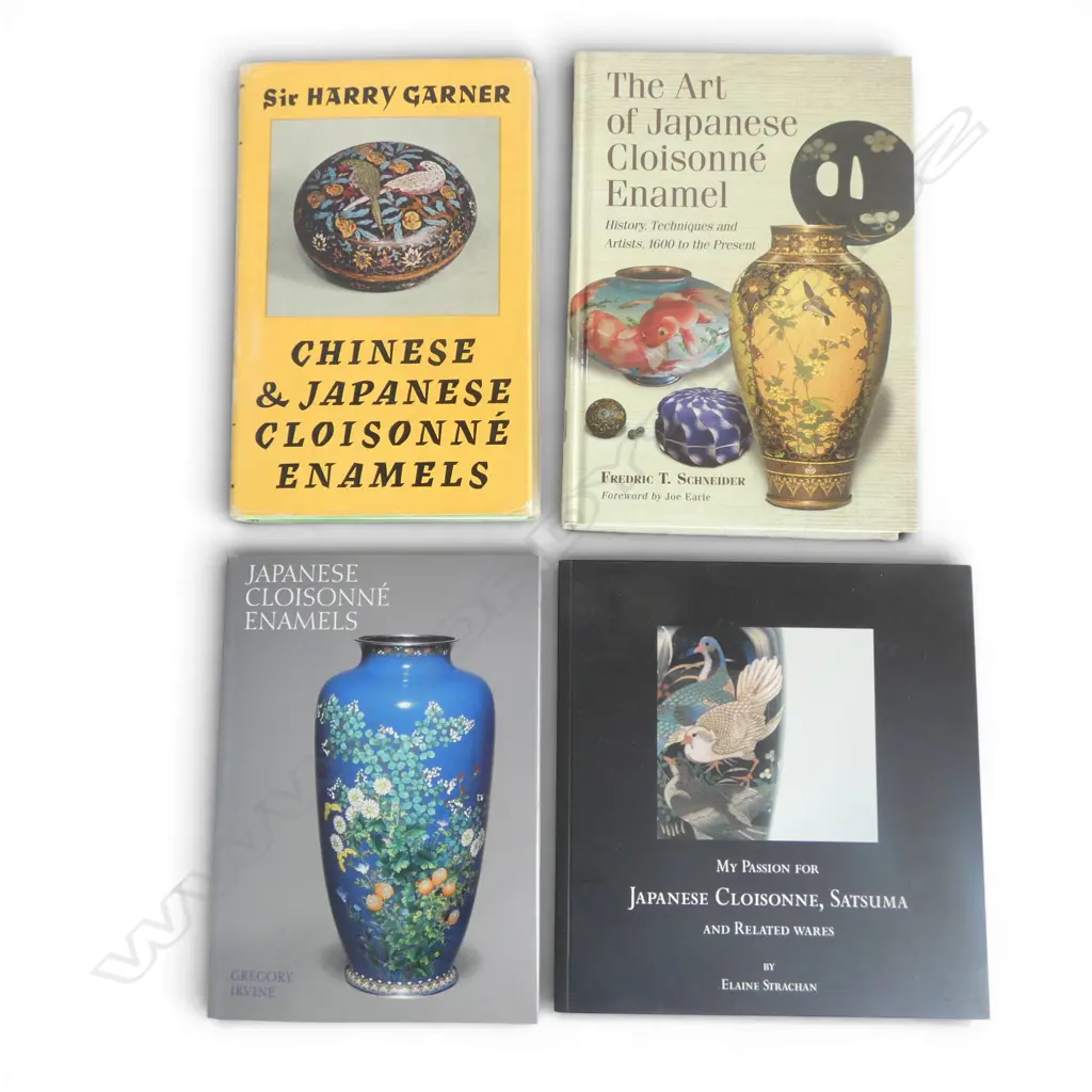 FOUR JAPANESE CLOISONNE ENAMEL REF BOOKS Image 1++