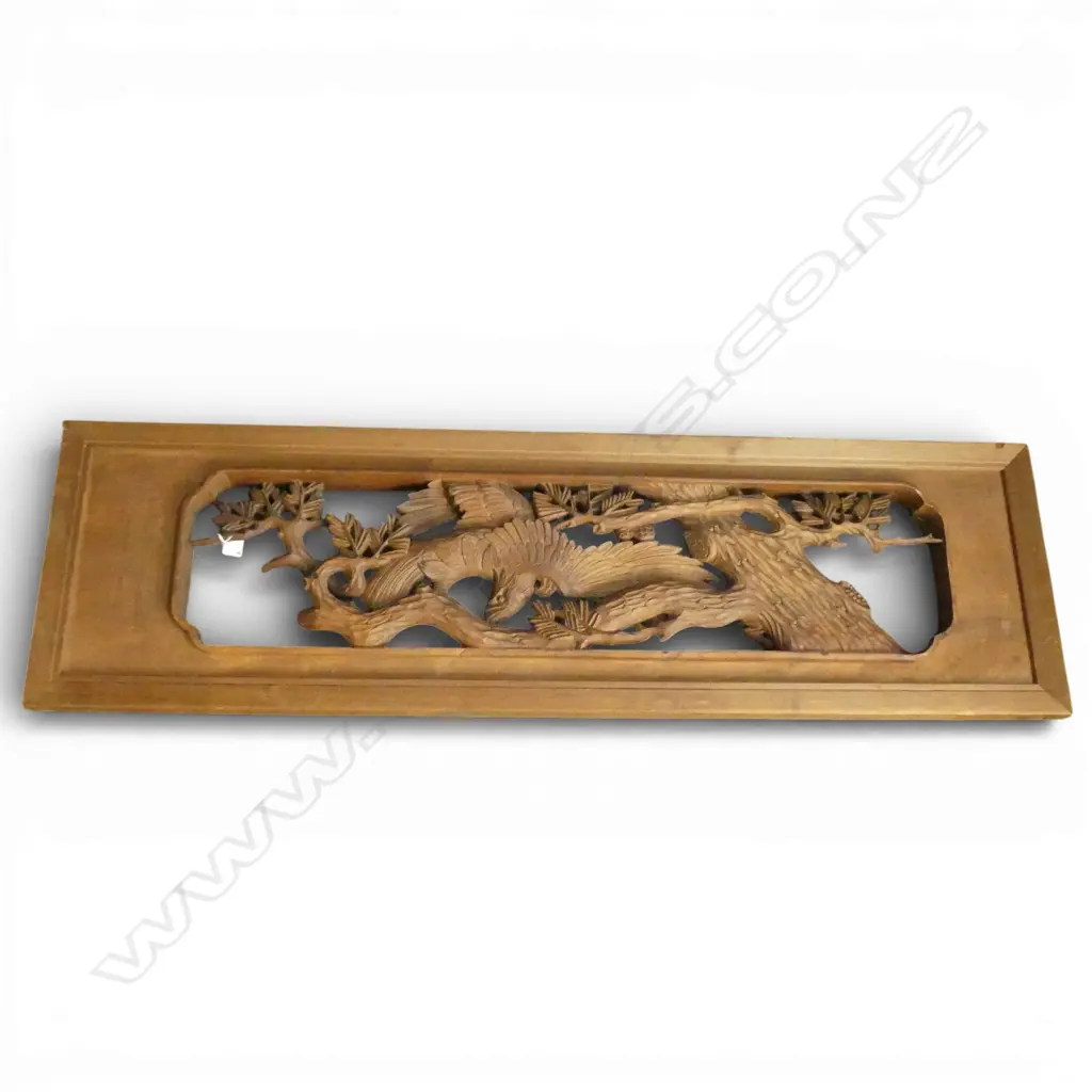ORIENTAL CARVED WOODEN PANEL 1265x375mm Image 1++