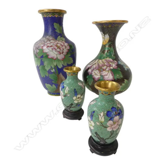 4 CLOISONNE VASES H.250mm