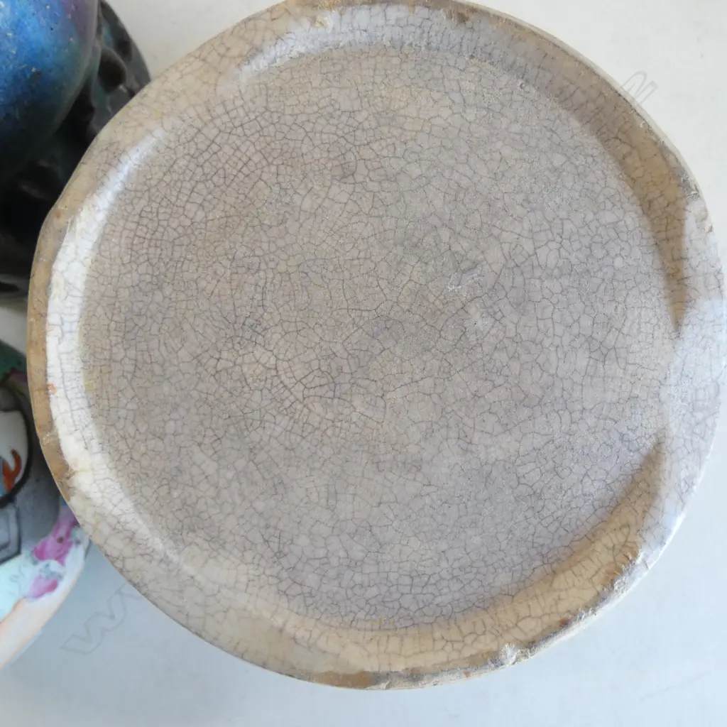 3 ORIENTAL CERAMICS; BOWL 210mm dia, VASE & INCENSE BURNER H.165mm Image 1++