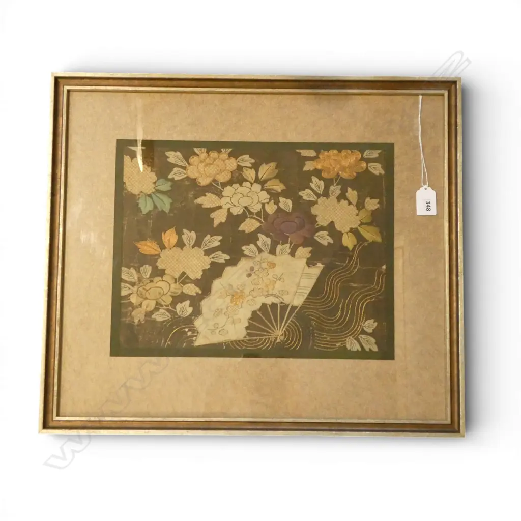 FRAMED ORIENTAL EMBROIDERY EX JOHN PERRY ESTATE 250x325mm  Image 1++
