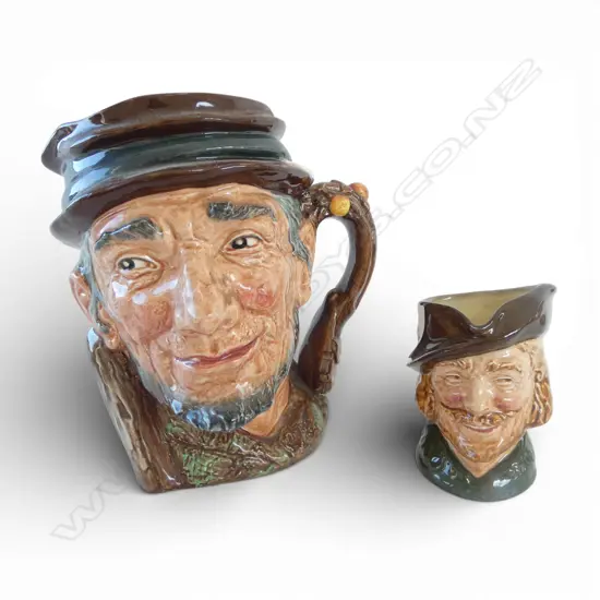 2 ROYAL DOULTON CHARACTER JUGS; JOHNNY APPLESEED H.160mm & ROBIN HOOD H.85mm