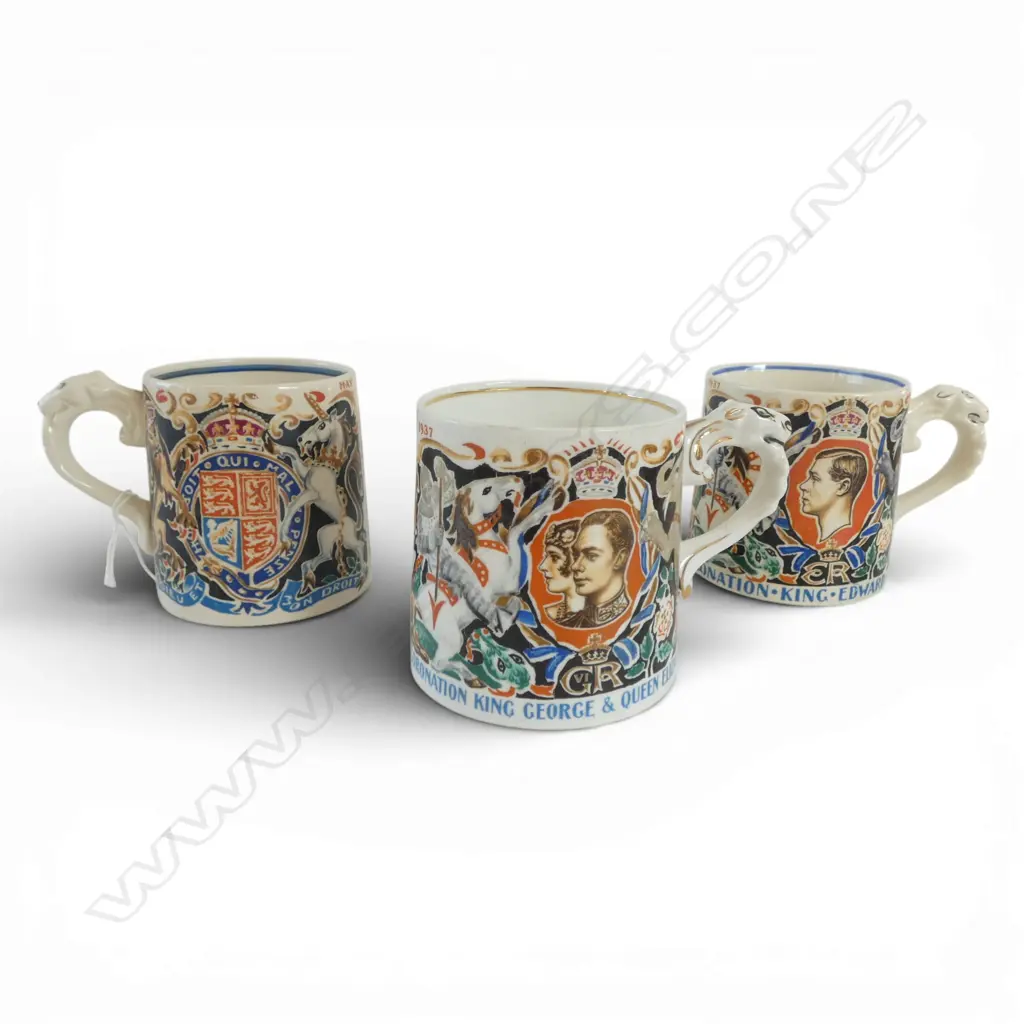 3 LAURA KNIGHT DESIGNED  CORONATION MUGS  Image 1++