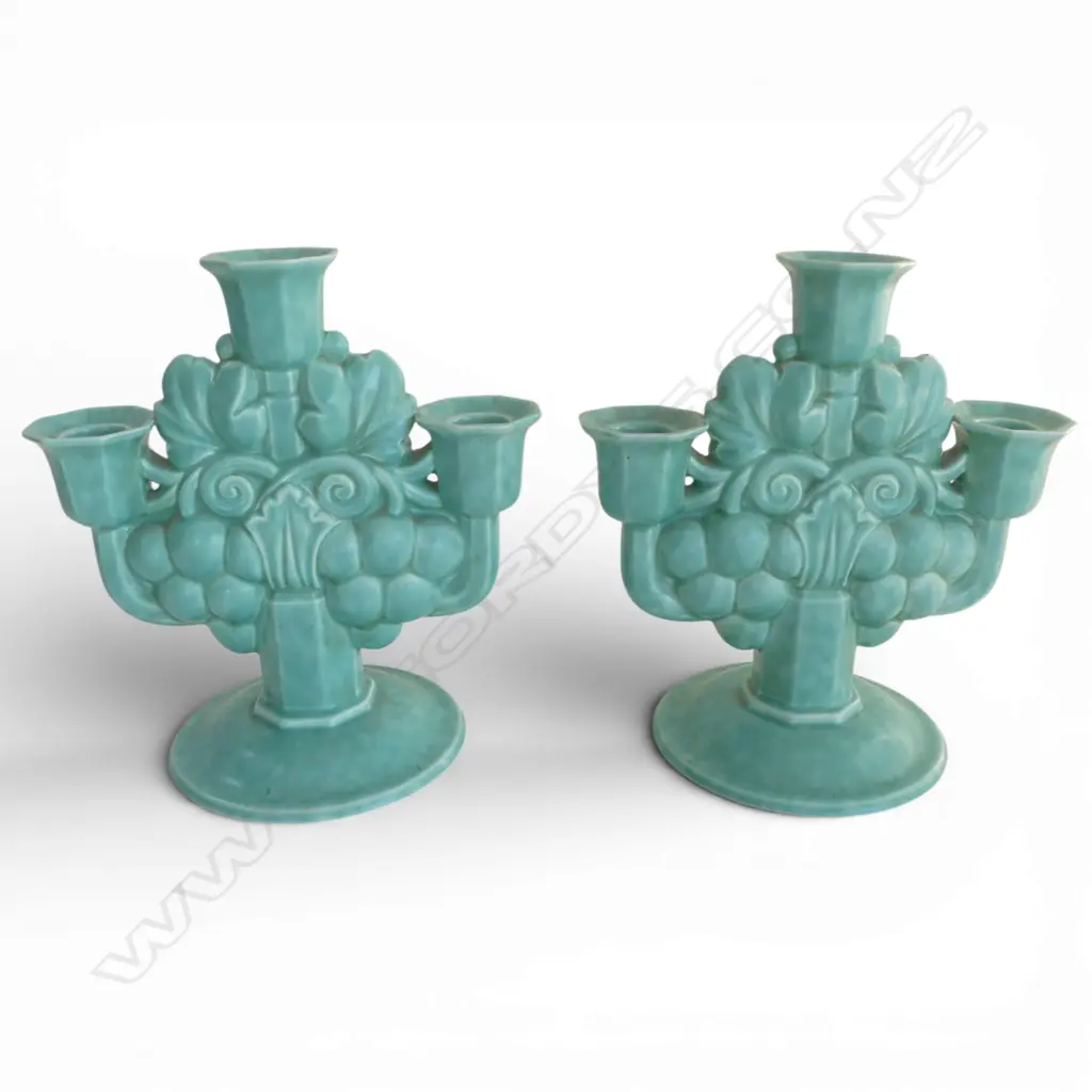 PR ART DECO POOLE POTTERY 3 BRANCH CANDELABRAS No.249 H.215mm Image 1++