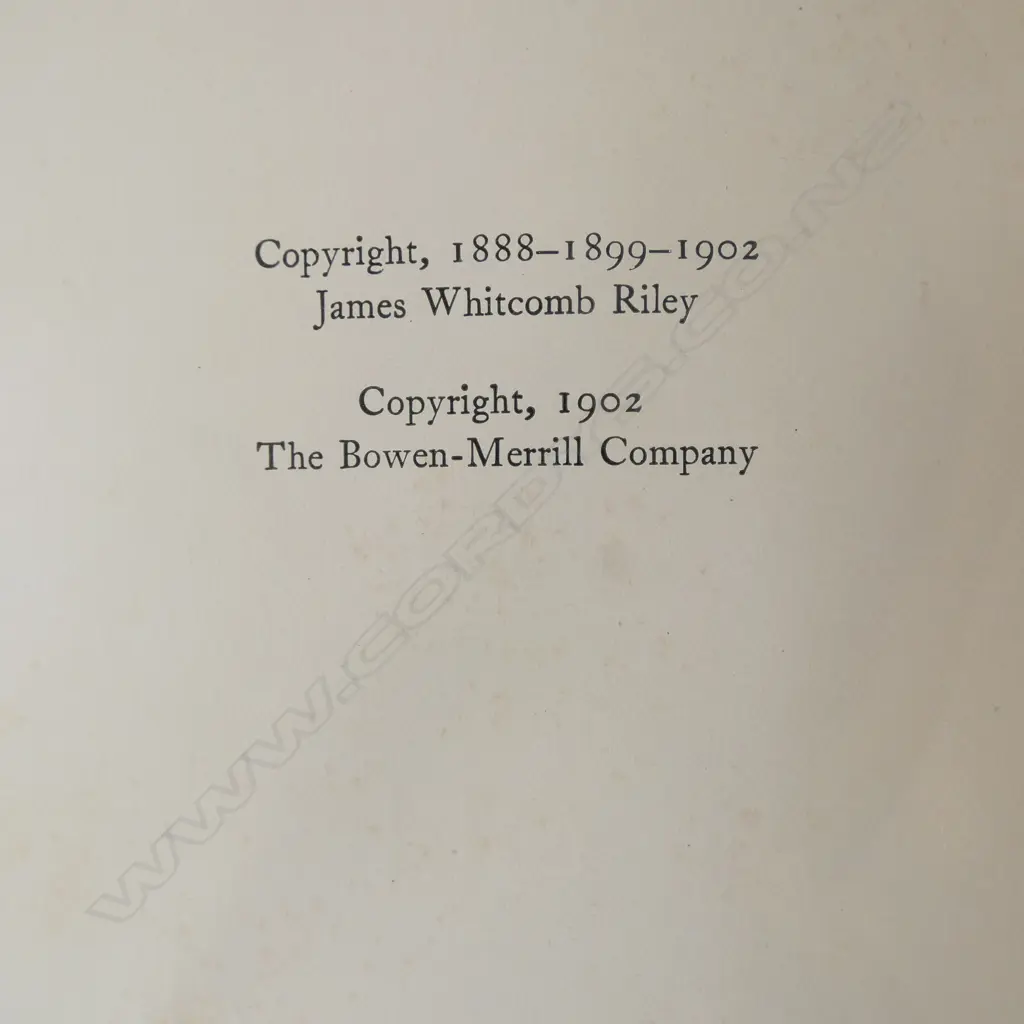 2 BOOKS BY JAMES WHITCOMB RILEY; CHILD-RHYMES 1898 ED. (SIGNED BY AUTHOR 1906) + AN OLD SWEETHEART OF MINE Image 1++