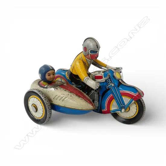 TIN MOTORCYCLIST & PILLION TOY L.185mm