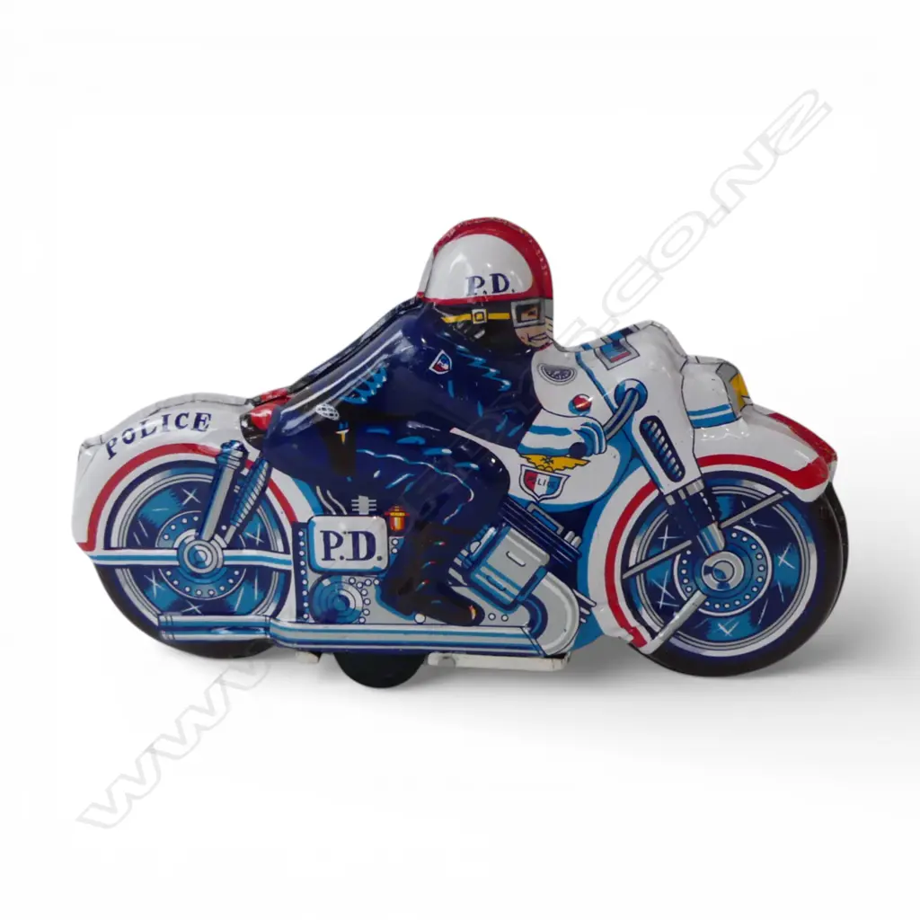 POLICE MOTORCYCLE TIN TOY L.225mm, BOXED Image 1++