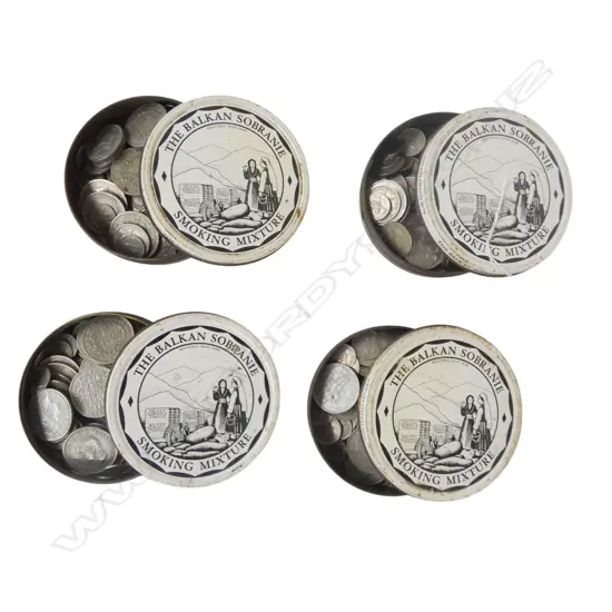 4 TINS OF MOSTLY N.Z. PRE DECIMAL COINS 