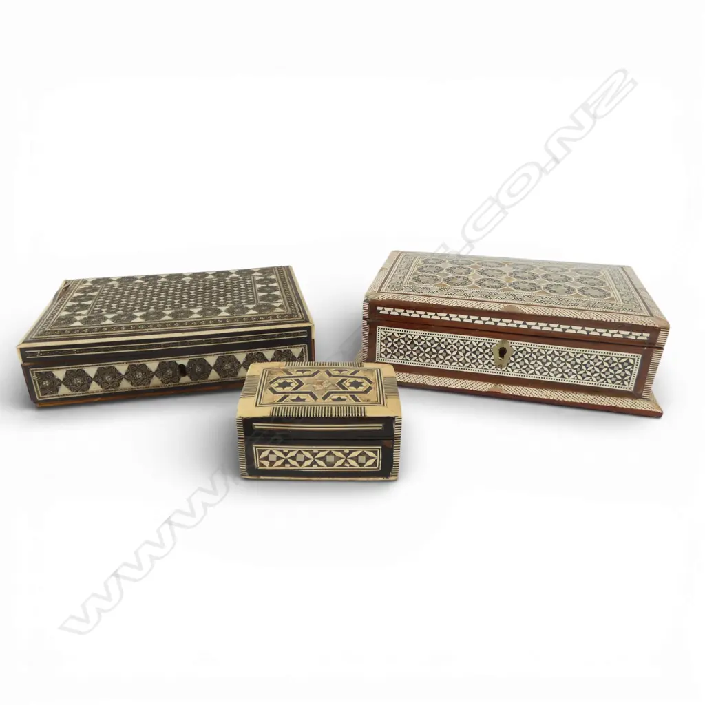 3 INLAID BONE JEWELLERY BOXES faults Image 1++