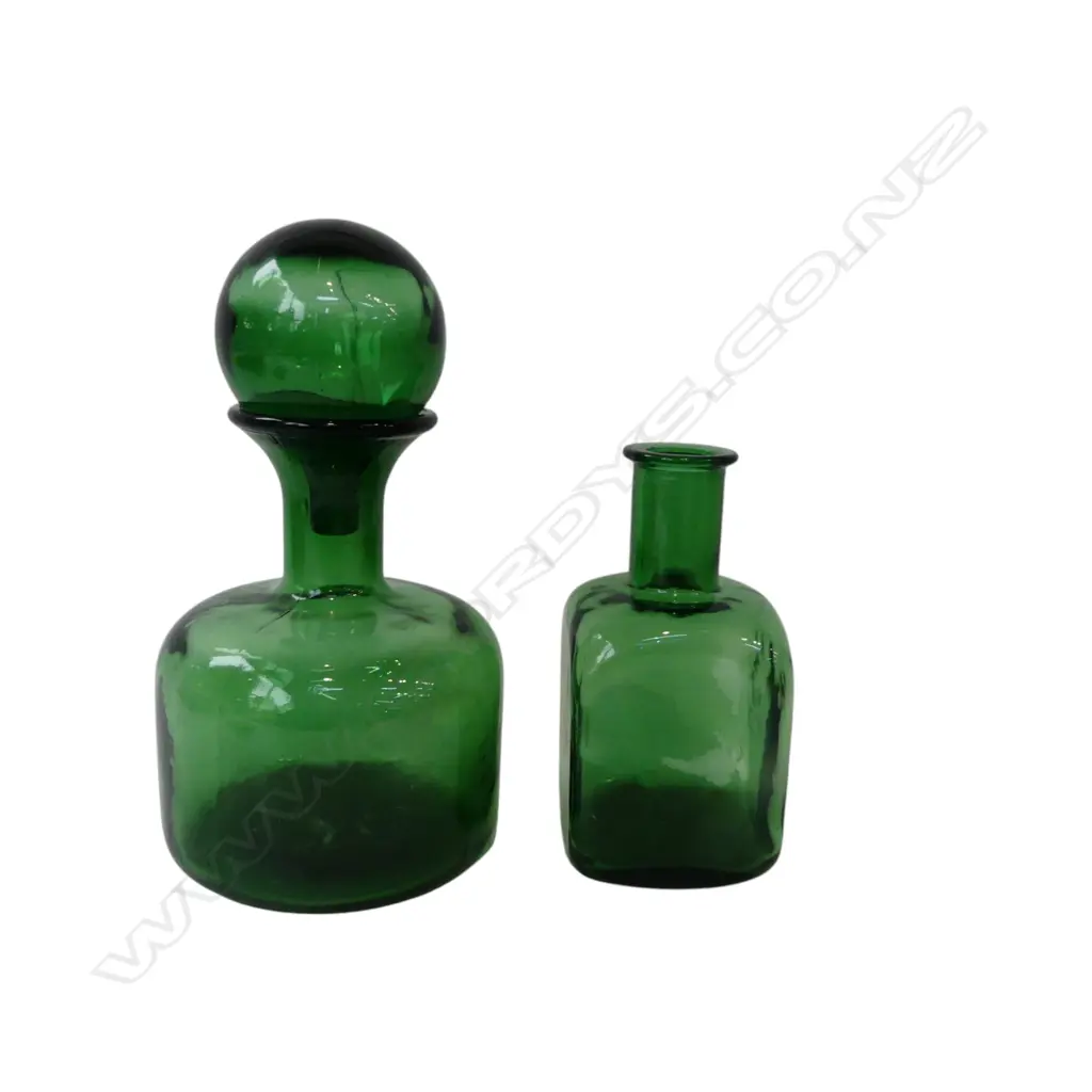 2 GREEN GLASS BOTTLES H.300mm Image 1++