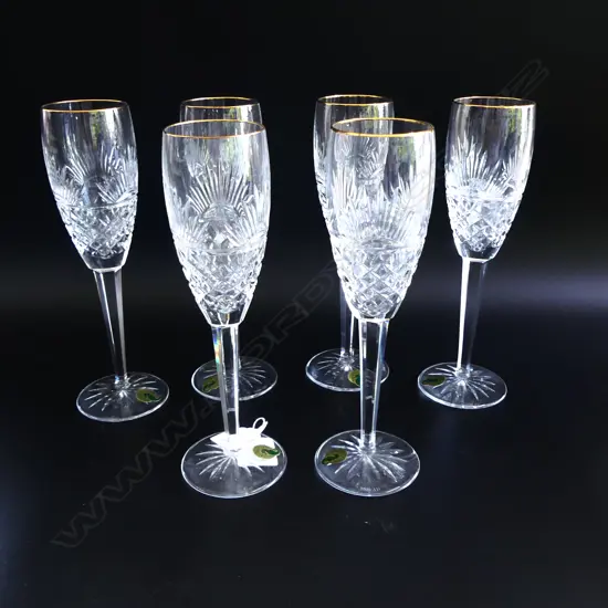 SET OF 6 WATERFORD CHAMPAGNE FLUTES H240MM