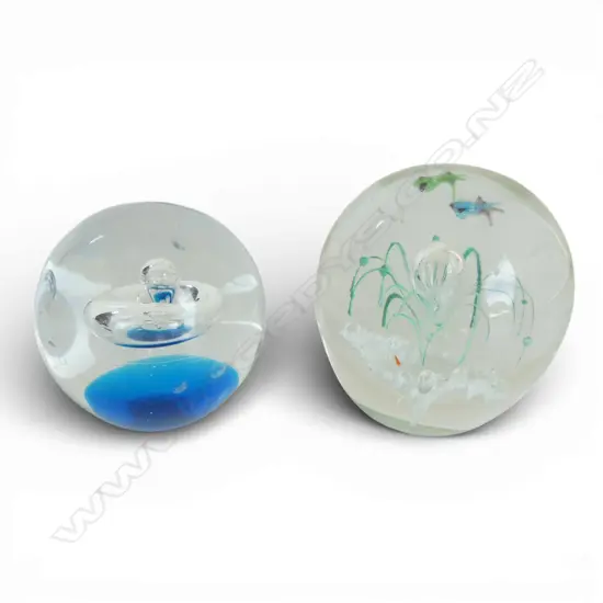 2 AQUATIC THEME ART GLASS PAPERWEIGHTS
