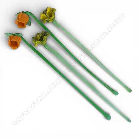 4 ART GLASS FLOWERS L.490mm