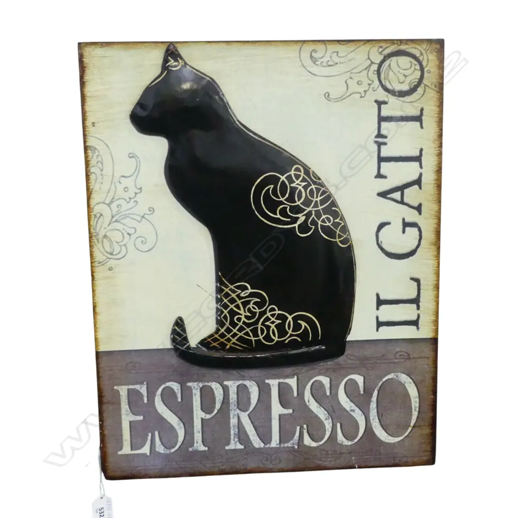 VINTAGE DECORATIVE TIN WALL ART "IL GATTO", H.500mm Image 1++