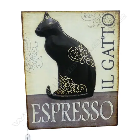 VINTAGE DECORATIVE TIN WALL ART "IL GATTO", H.500mm
