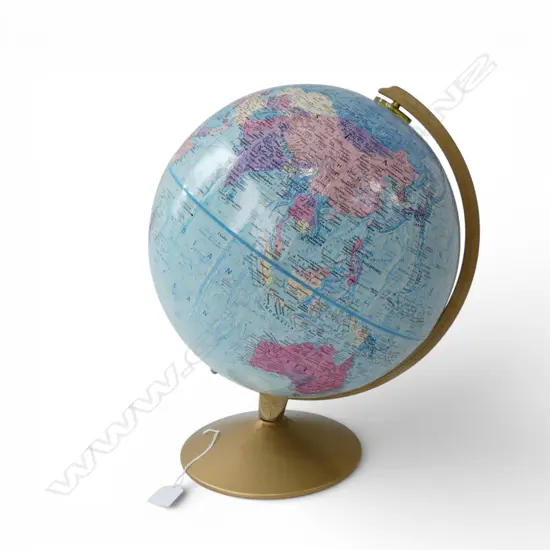 VINTAGE WORLD GLOBE ON METAL STAND BY REPLOGLE USA, D.305MM