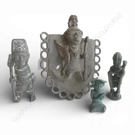 4 AFRICAN METAL FIGURES H.245mm EX JOHN PERRY ESTATE