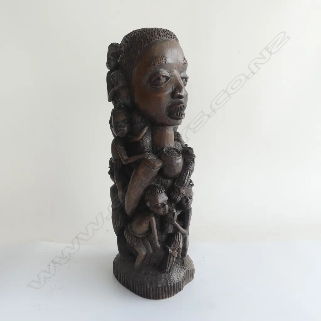 AFRICAN CARVED HARDWOOD FIGURE GROUP H.330mm Image 1++
