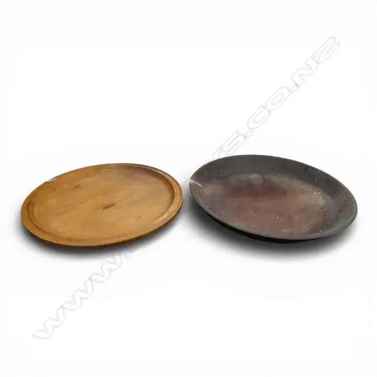 2 WOOD TURNED PLATTERS DIA 430 & 470MM