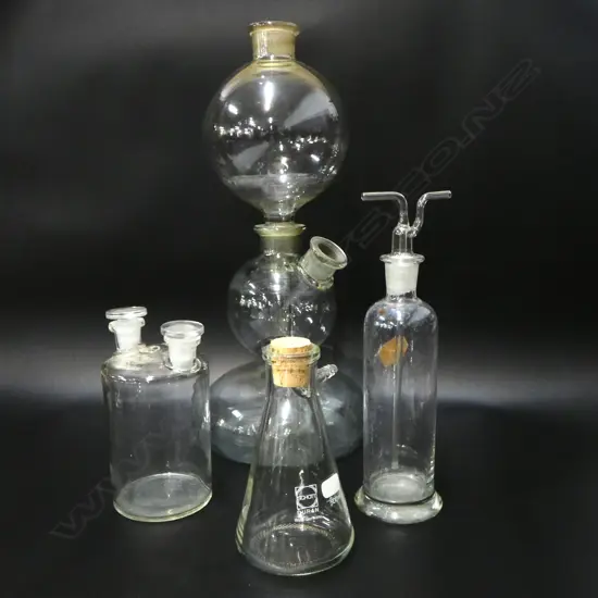 4 PCES GLASS SCIENTIFIC EQUIPMENT H.480mm