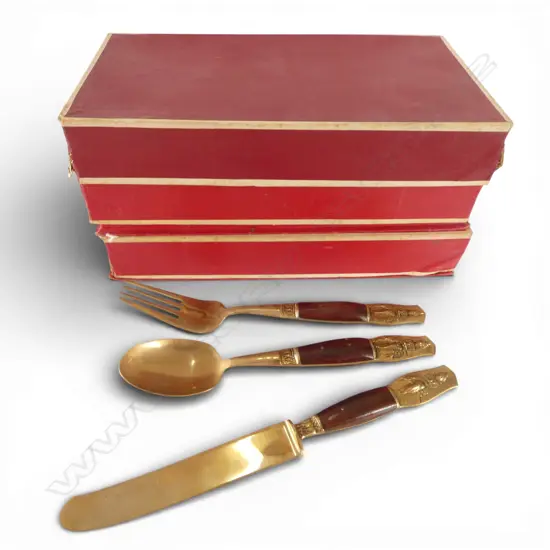 3 BOXES OF SOUTH EAST ASIAN BRASS & WOOD CUTLERY