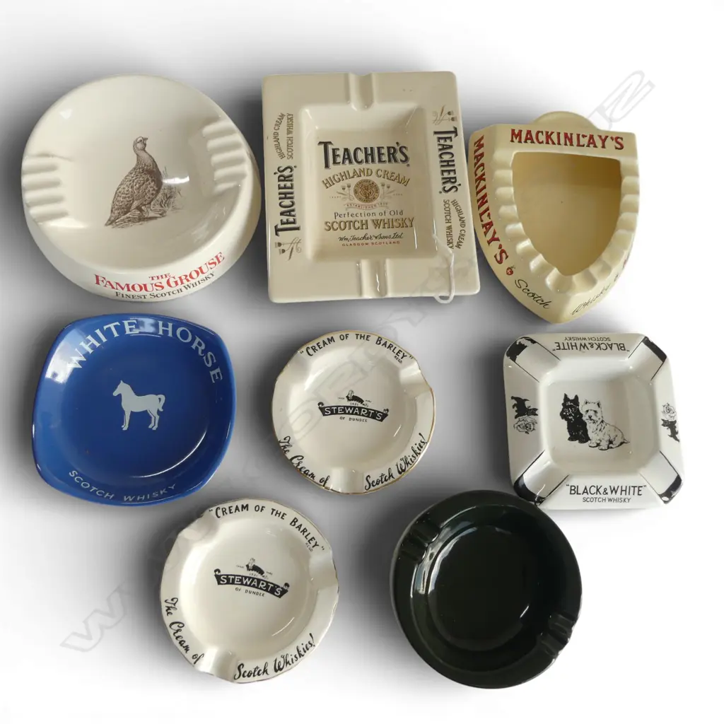 8 VINTAGE ADVERTISING ASH TRAYS W.195mm Image 1++