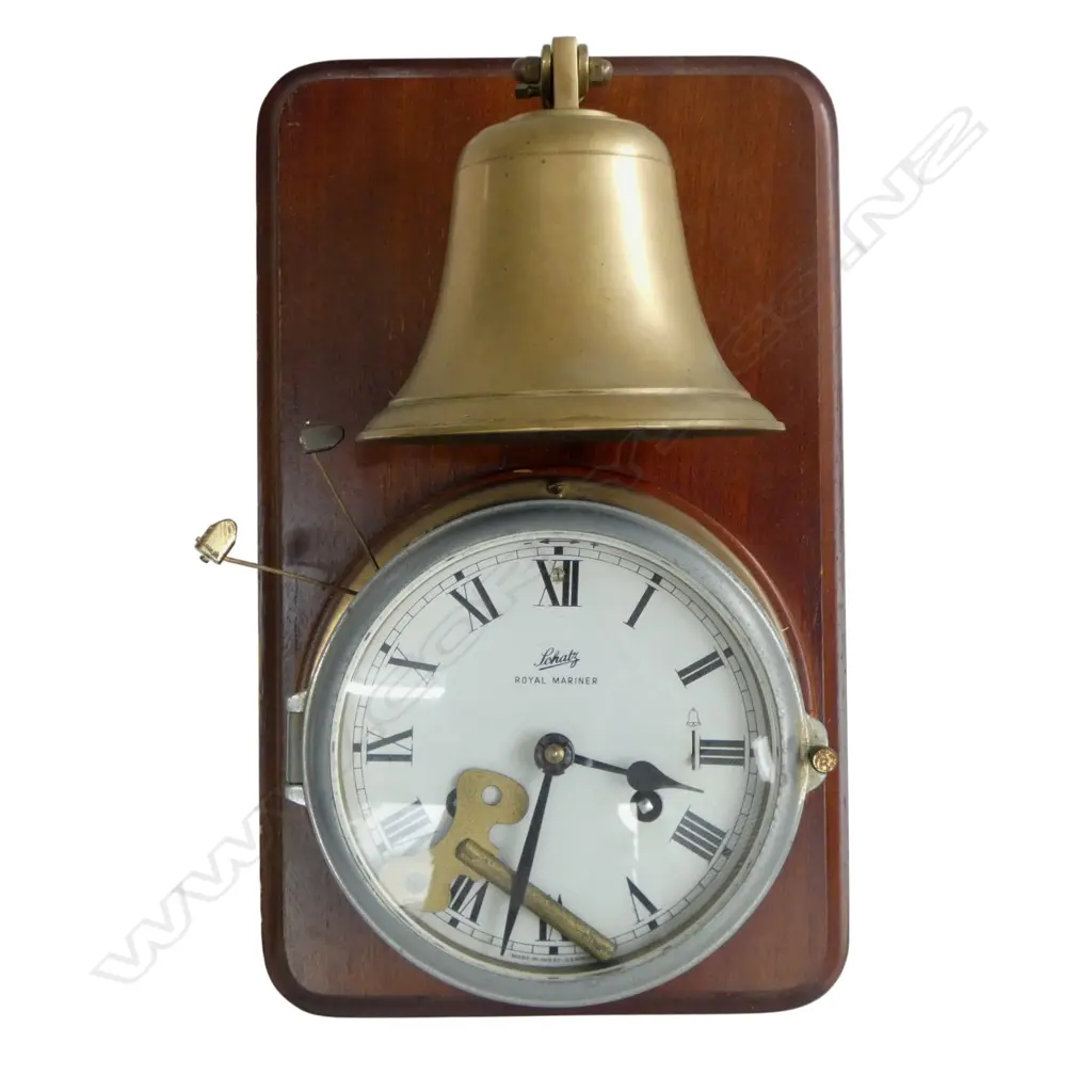 SCHATZ SHIP'S BELL CLOCK (HOUR STRIKING, w. KEY)  Image 1++