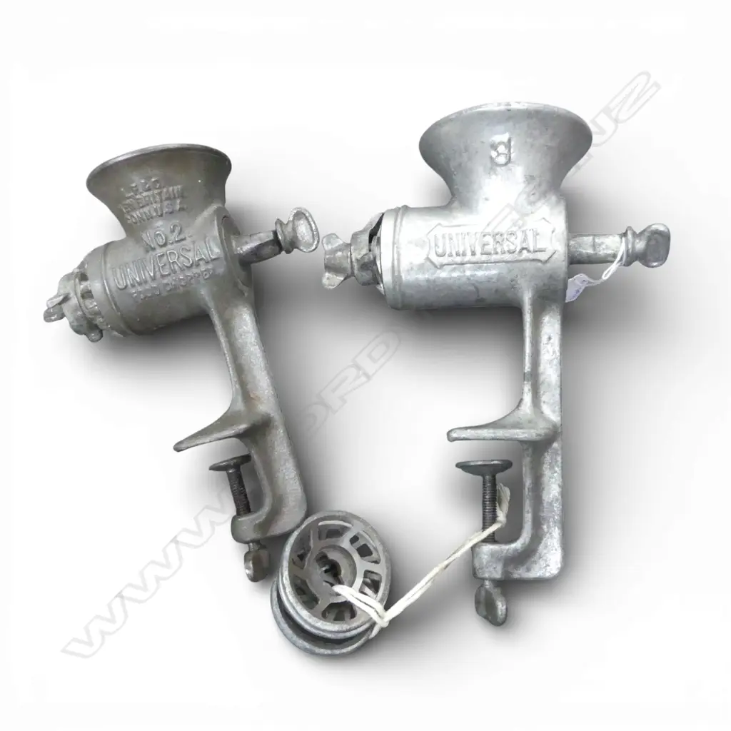 2 VINTAGE CAST METAL BENCH MINCERS L300MM Image 1++