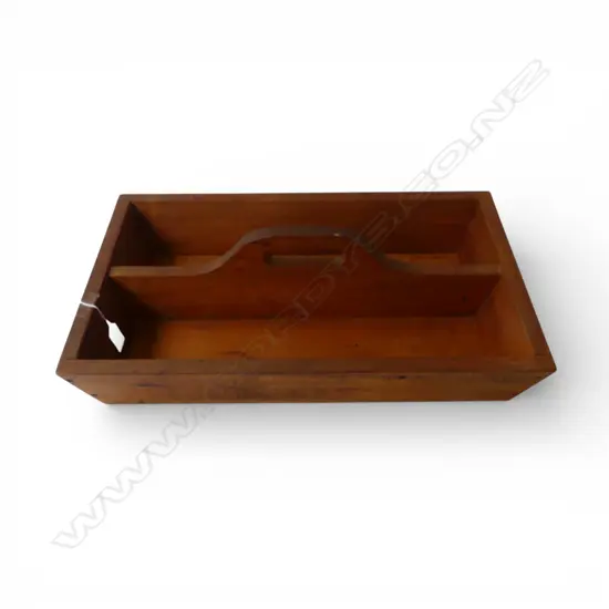LARGE WOODEN FARMHOUSE CUTLERY TRAY, L.540 W.335MM