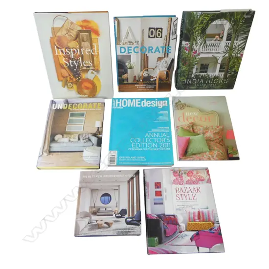8 INTERIOR DESIGN BOOKS; INDIA HICKS ETC