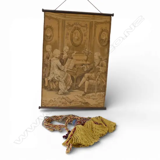 3 CURTAIN TIES (PR + 1) AND BELGIAN MACHINED TAPESTRY