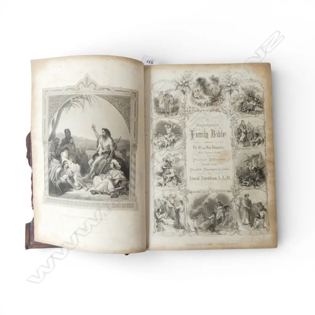 ANTIQUE DAVIDSONS BIBLE SPINE AF Image 1++