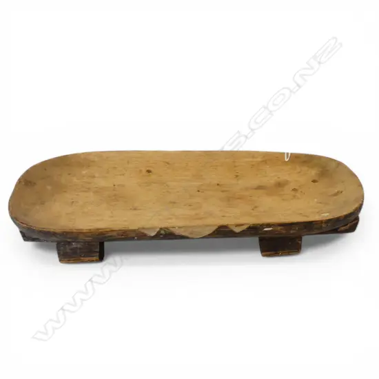 VINTAGE PACIFIC ISLANDS ? CARVED WOOD FOOTED LONG DISH / BOWL. L.540mm