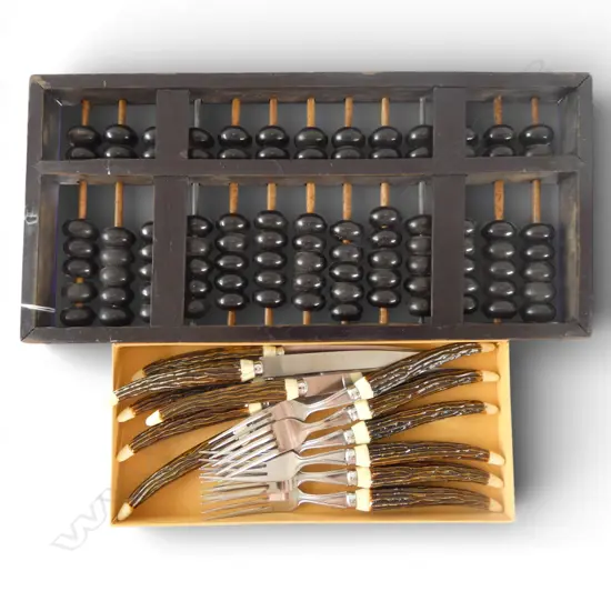 ABACUS + CASED HORN 6 PLACE KNIFE & FORK SET