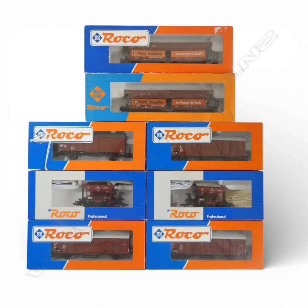 8 ASST. BOXED ROCO HO DB FREIGHT WAGONS ... Image 1++