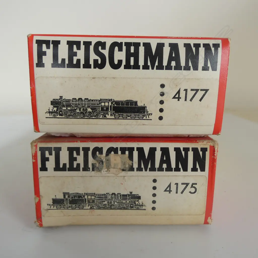 2 BOXED FLEISCHMANN HO DB LOCOMOTIVE & TENDERS 4175 051628-6 & 4177 50 058 Image 1++