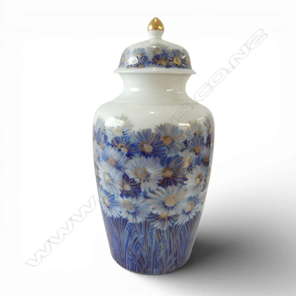 KAISER PORCELAIN  B/W LIDDED VASE H330MM Image 1++