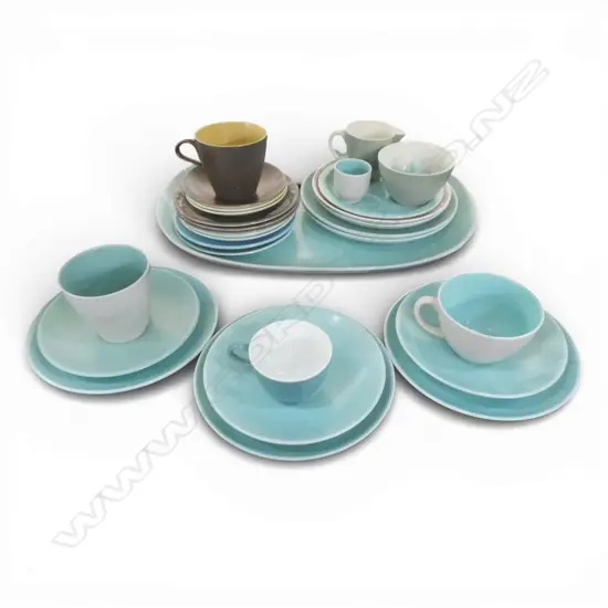 ASST. POOLE CHINA; PLATES, SAUCERS, CREAM, SUGARS, CUPS etc