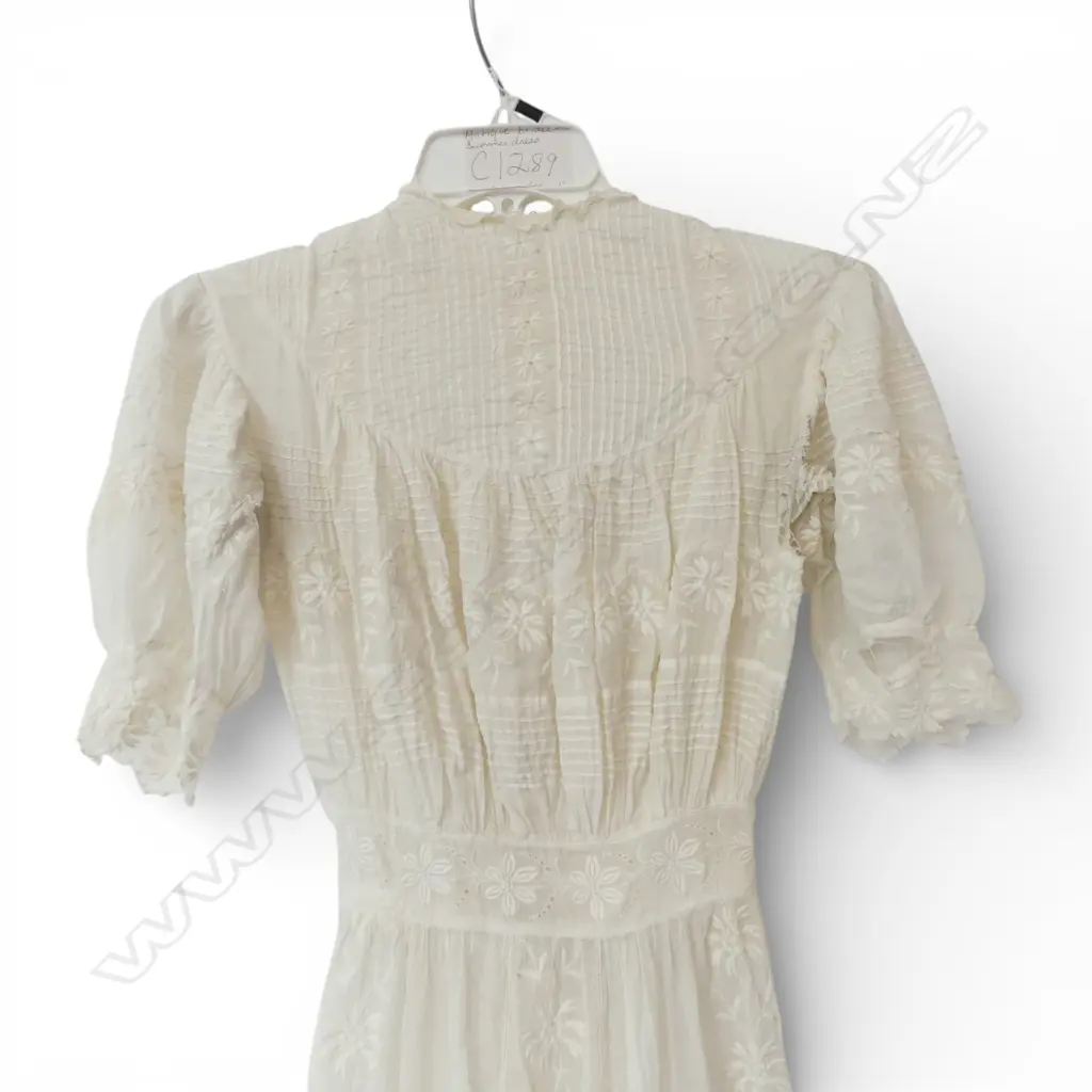 EARLY 20thC WHITE LACE DRESS; FAULTS + 1889 5 PIECE OUTFIT Image 1++