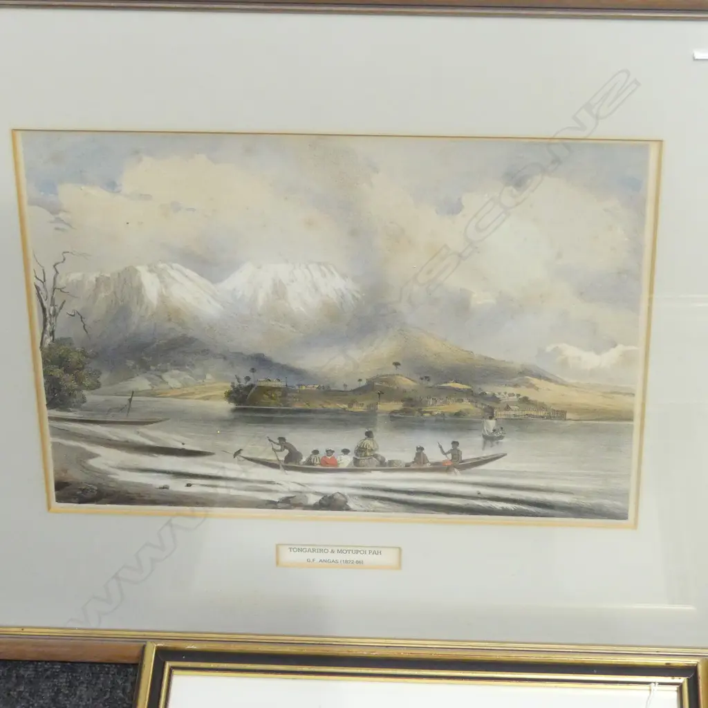ANTIQUE PRINTS, SAMUEL BREES X 3 (SEE BELOW), G.F ANGAS, TONGARIRO + MOTOPUI PAH, 245 X 340 mm (FOXED), JAN OWEN W/C Image 1++