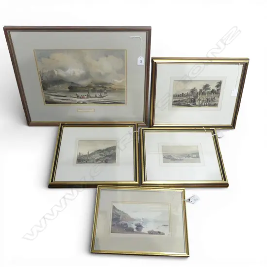 ANTIQUE PRINTS, SAMUEL BREES X 3 (SEE BELOW), G.F ANGAS, TONGARIRO + MOTOPUI PAH, 245 X 340 mm (FOXED), JAN OWEN W/C