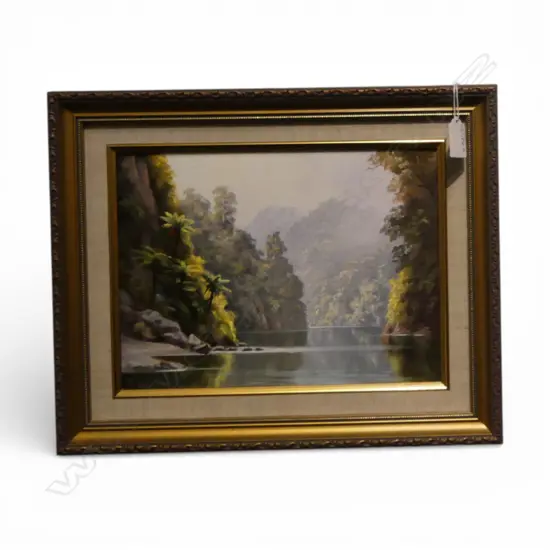 ERNEST PAPPS, WANGANUI RIVER, OIL ON BOARD, 215x290mm