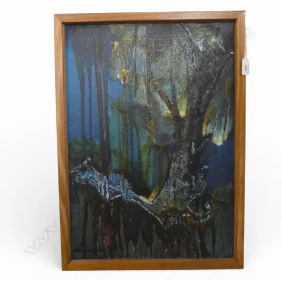 KAI SCHOUSBO 'PHANTASMIC WOOD' MIXED MEDIA ON BOARD 1970 490x345mm