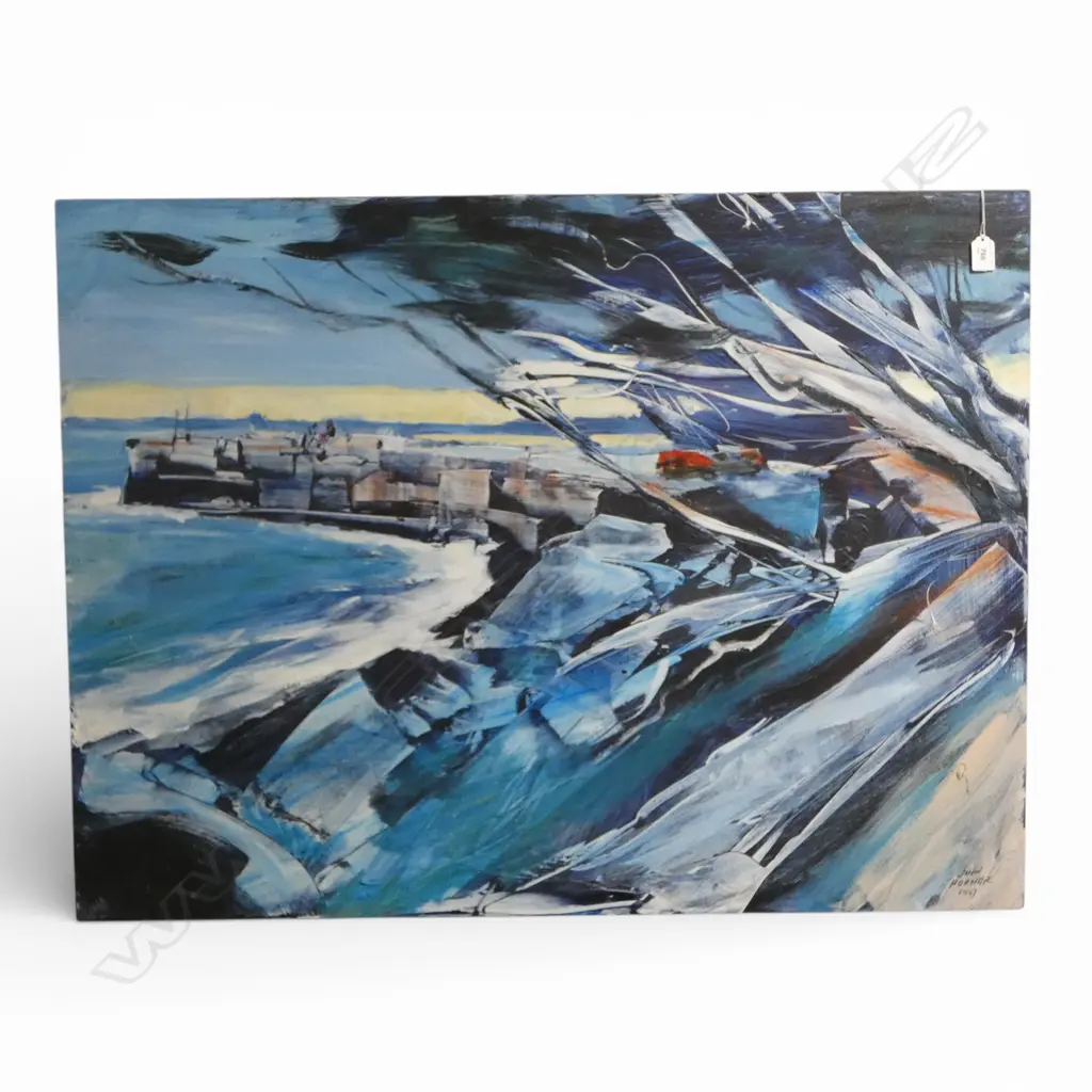 JOHN HORNER GRANITE WHARF COLVILLE SIGNED AND DATED 2007 ACRYLIC ON CANVAS 1002 X 730mm Image 1++